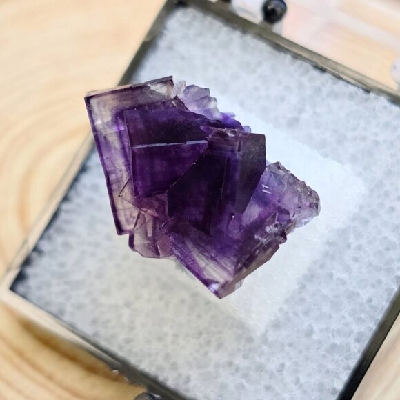 Purple Fluorite ✦ Raw Cube Crystal ✦ 16g Thumbnail Mineral Collector’s Piece - Picture 9 of 17
